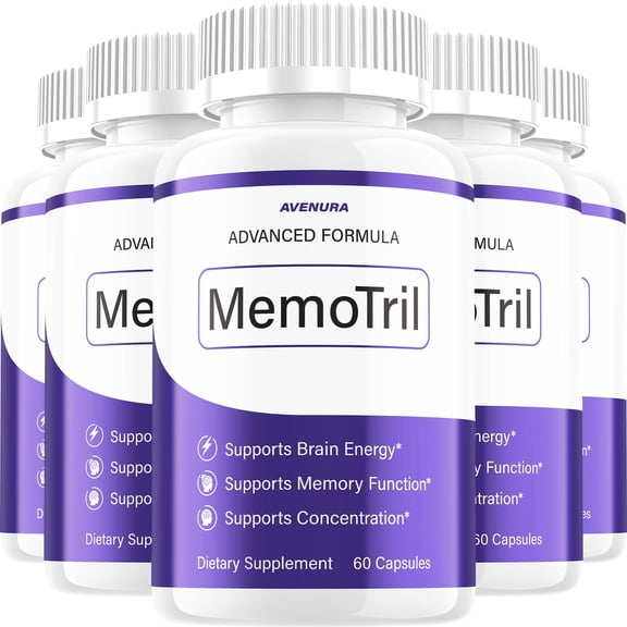 Memotril Capsules Memotril Natural Blend Memory Focus Support Supplement, 5 Pack, 300 Capsules