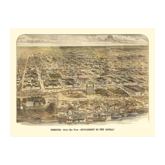 Memphis Art, 1885 Vintage Map of Memphis Tennessee, TN History Wall Decor Gift, Old Memphis Map - 24" x 18" Unframed Print