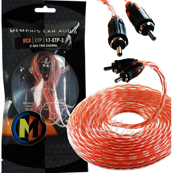 Memphis Audio ETP-3 3 ft. 2-Channel RCA Interconnect Cable for Car Audio