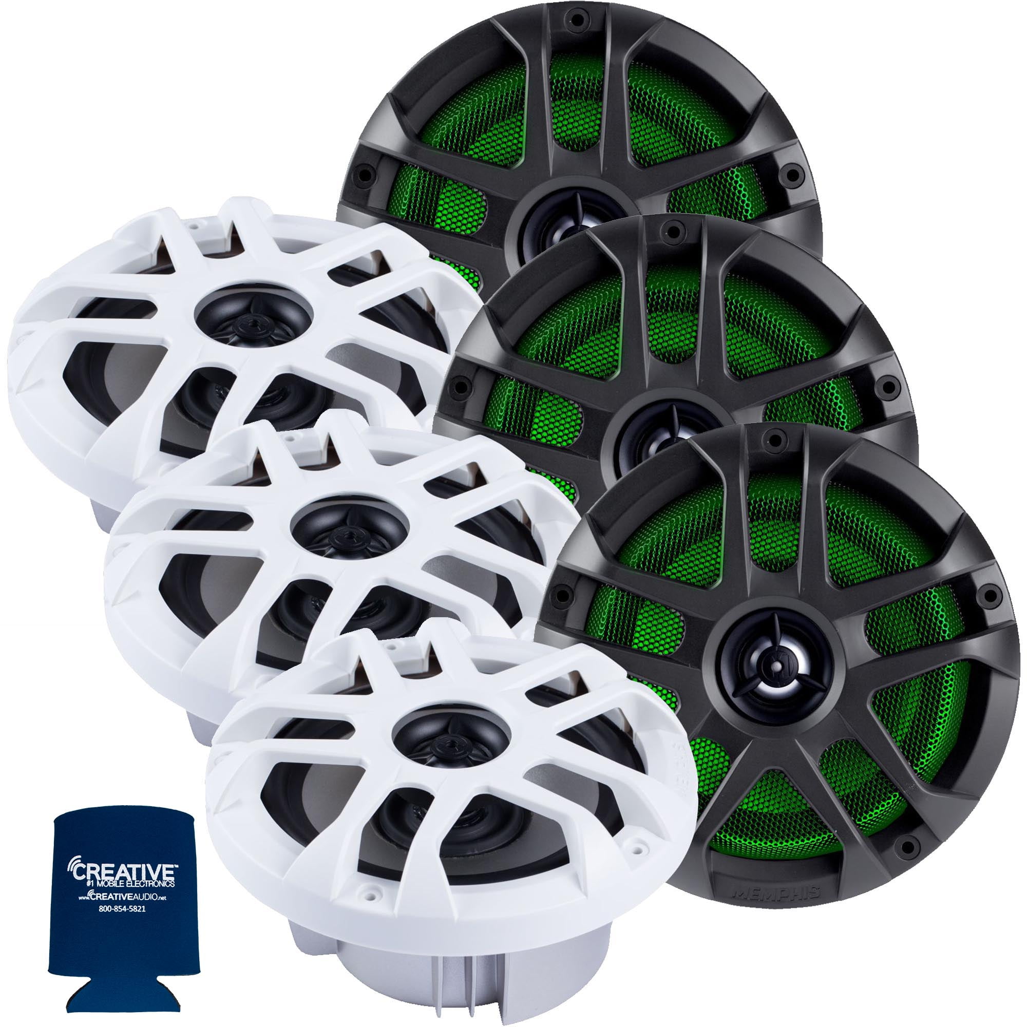 Memphis Audio Marine Speaker & Media Center Bundle – 6.5" RGB LED Speakers + SMC3 Multi-Zone Head Unit | Bluetooth, Water-Resistant