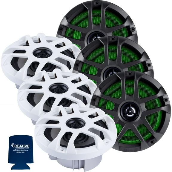 Memphis Audio LED Marine Speaker Pack: 3 Pairs of MXA60L 6.5" Marine Grade, Included Black and White Grills With RGB LED