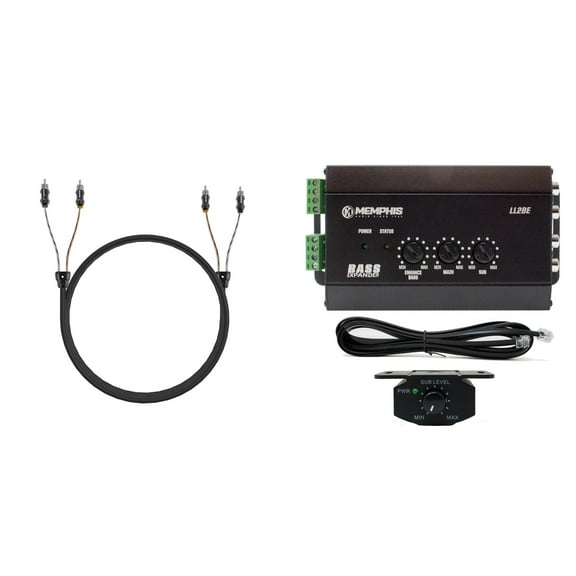 Memphis Audio LL2BE 2-Channel Line Output Converter with Digital Bass Restoration with UTPF-17 17-foot 2-Channel Ultra Twisted Pair Interconnect Cables