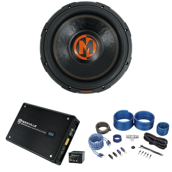 Memphis Audio MJP1222 12" 1500 Watt MOJO Car Subwoofer+Mono Amplifier+Amp Kit