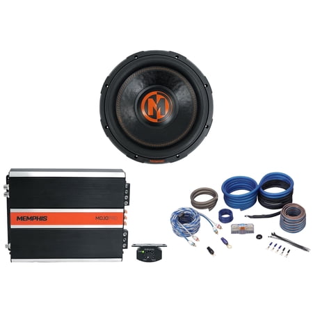 Memphis Audio MJP1222 12 inch 750 Watt RMS MOJO Subwoofer+Mono Amplifier+Amp Kit