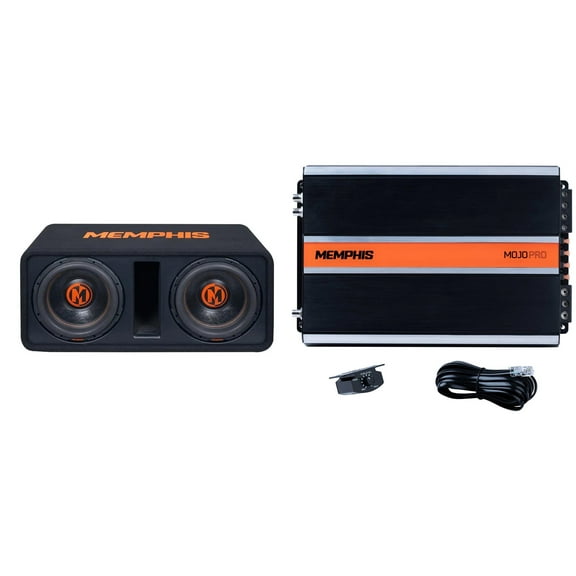 Memphis Audio MJPE12D1 Dual 12" MJP 1-Ohm Loaded Subwoofer Enclosure with MJP1500.1 Monoblock Subwoofer Amplifier