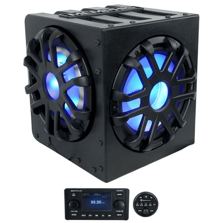 Memphis Audio MME10TSP 400w Marine 10" Powered Subwoofer+5-Zone Stereo Receiver