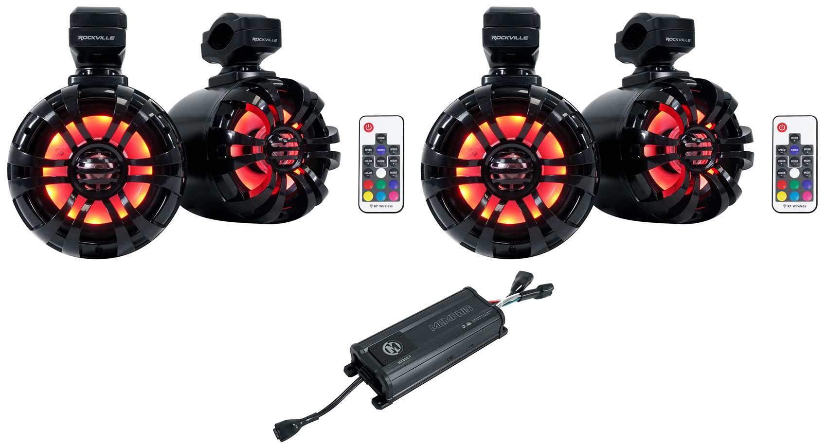 Memphis Audio MX400.4 400W 4 Channel ATV UTV Amplifier+5.25" LED Tower