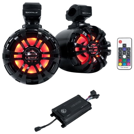Memphis Audio MX800.4 800w RMS 4 Channel Amplifier+(2) 5.25" LED Tower Speakers