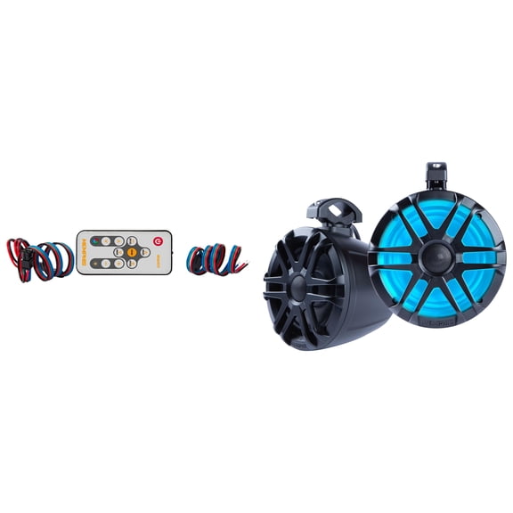 Memphis Audio MXA62PS 6.5" LED Coaxial Powerports Speaker Pods For Roll Bars, Black With LED with MXALEDCTR RF Remote for LED Kits