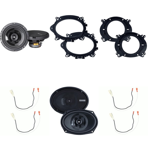 Memphis Audio PRX Front and Rear Coaxial Speaker Upgrade Kit for 2014-2019 Toyota Corolla Includes Slim Mount PRX60S and PRX69S