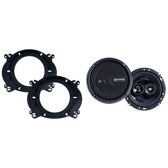 Memphis Audio PRX603 Power Reference Series 6.5" 3-Way Coaxial Speakers With Swivel Tweeters - Pair with OEMBKT60 Vehicle Specific 6 1/2"" Speaker Adaptors