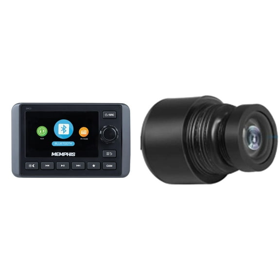 Memphis Audio SMC3 Marine Multi-Zone Media Center with Subwoofer Control, Bluetooth & MXCAM Waterproof Camera Bundle