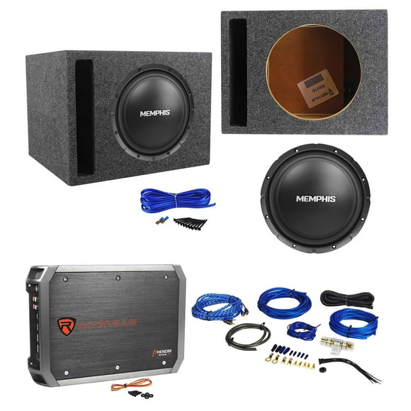 Memphis Audio SRX1040 10" 400w SRX 4 Ohm Subwoofer+Vented Box+Amplifier+Amp Kit