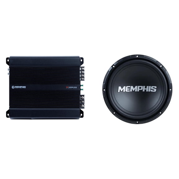 Memphis Audio SRX12220PPW Replacement Woofer for SRXE112VP Bass System, No Magnet Boot, Spade Terminals with SE1000.1V2 Street Edge 1000 Watt Monoblock Amplifier