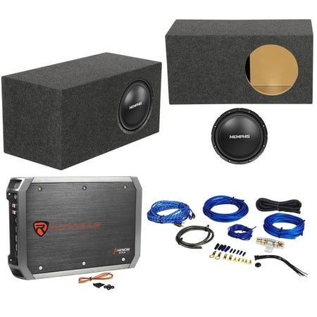 Memphis Audio SRX1240 12" 500w SRX Subwoofer+Vented Sub Box+Amplifier+Amp Kit
