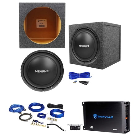 Memphis Audio SRX1244 12" 500w SRX Subwoofer+Sealed Box+Mono Amplifier+Amp Kit