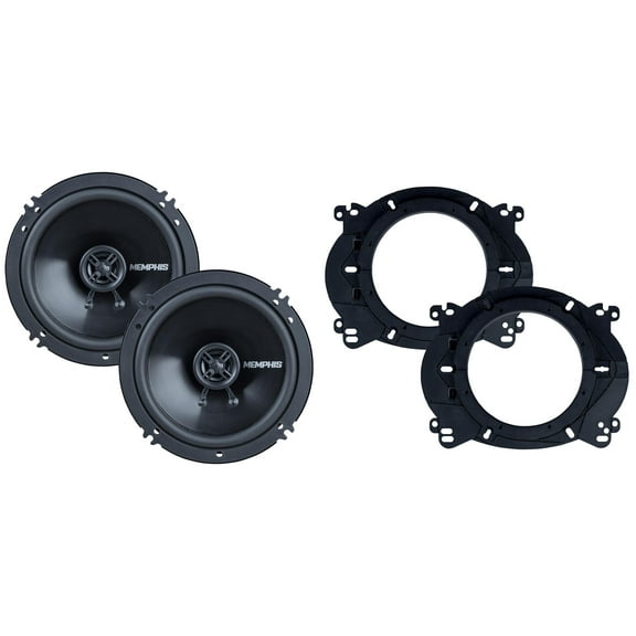 Memphis Audio SRX62V Street Reference Series 6.5" 2-Way Coaxial Speakers - Pair with OEMBKT60 Vehicle Specific 6 1/2"" Speaker Adaptors
