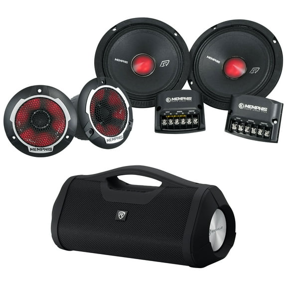 Memphis Audio SRXP62CV2 SRX 6.5" 250w Component Car Speakers w/ LED+Free Boombox