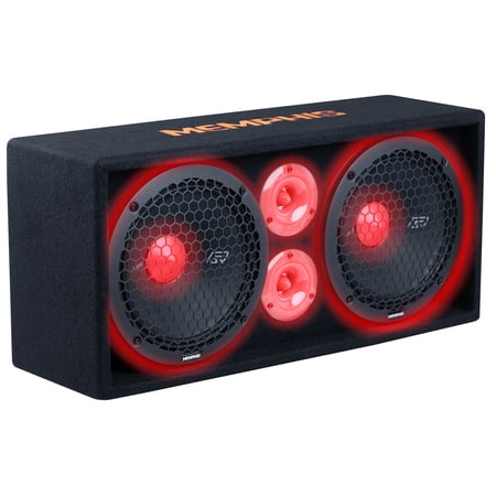 Memphis Audio SRXPE10D4F SRX Pro Dual 10" Chuchero Car Enclosure w/Tweeters+LED