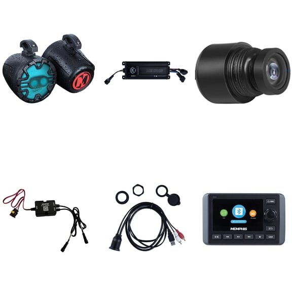 Memphis Audio UTV Bluetooth Audio & Rearview Camera Kit: SMC3 Media Center, MXCAM, MX63PS Speakers & MX400.4 Amp