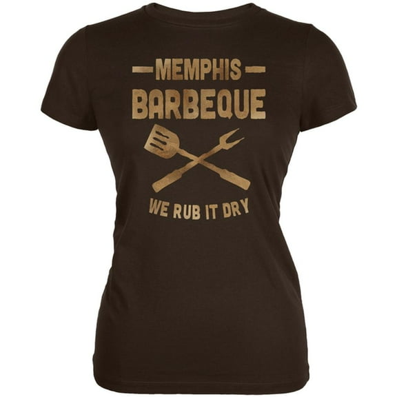 Memphis Barbeque Rub It Dry Juniors Soft T Shirt Brown SM