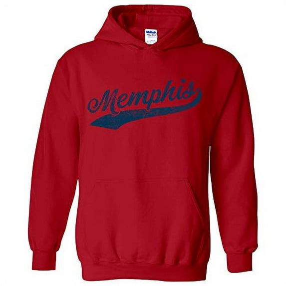 Memphis Baseball Script - Hometown Pride, Pitcher Hoodie - Small - Red