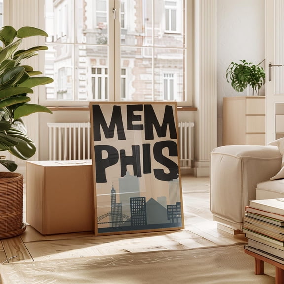 Memphis – Blue Skyline Wall Art Apartment Decor
