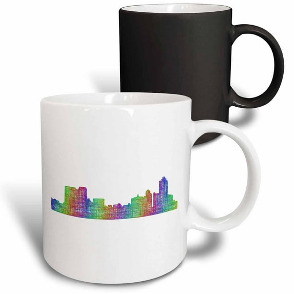 3drose, Memphis City Skyline - Multicolor Line Art, 11oz Magic Transforming Mug