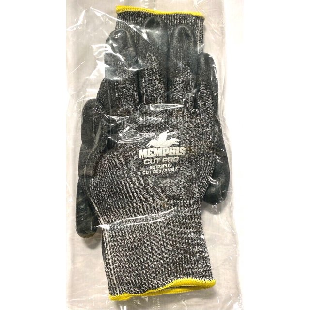 Memphis Cut Resistant Work Glove 13 Gauge PU Coated Palm Fingertips
