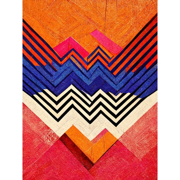 Memphis Design Geometric Retro Abstract Orange Red Blue Cream Painting Extra Large XL Wall Art Poster Print