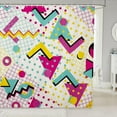 thumbnail image 1 of Memphis Geometric Shower Curtain for Kids 80s 90s Memphis Bathroom Shower Curtain Setative Retro Fashion Style Bath Curtain Colorful Abstract White Kids Bathroom Accessories 72"x72", 1 of 6