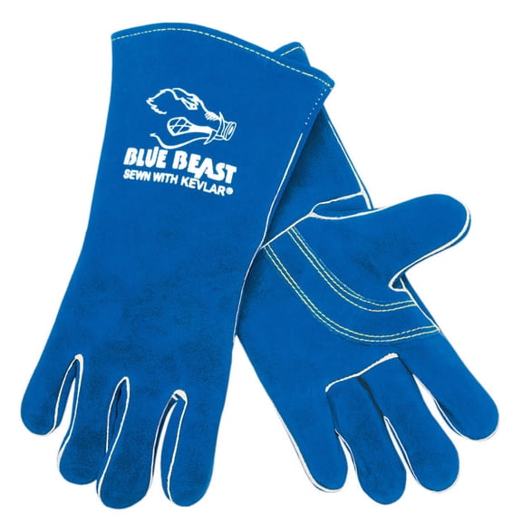 Blue Beast 4600-XL Select Side-Split Leather Welding Work Gloves, XL, Blue, Gauntlet Cuff, 1 Pair