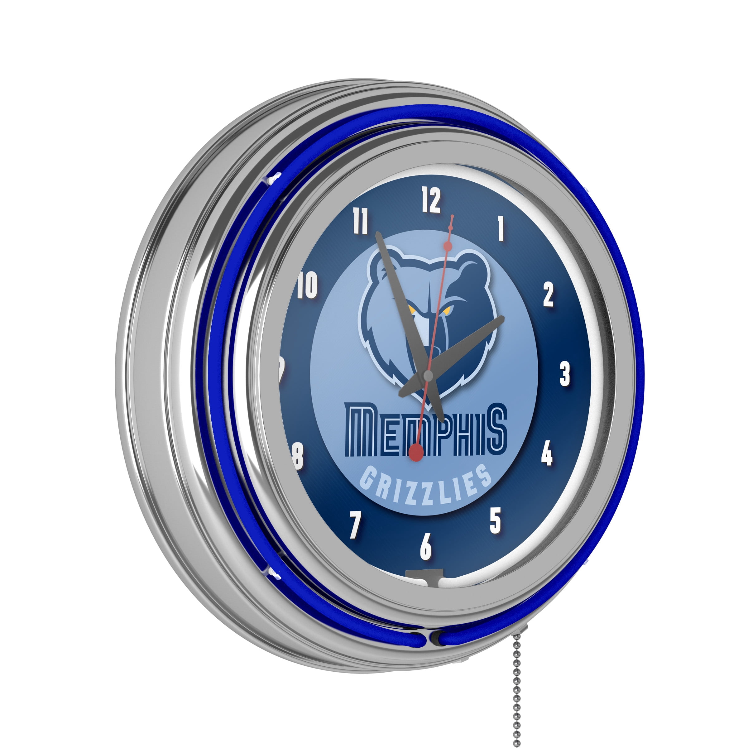 Memphis Grizzlies Logo Retro Neon Analog Wall Clock with Pull Chain ...