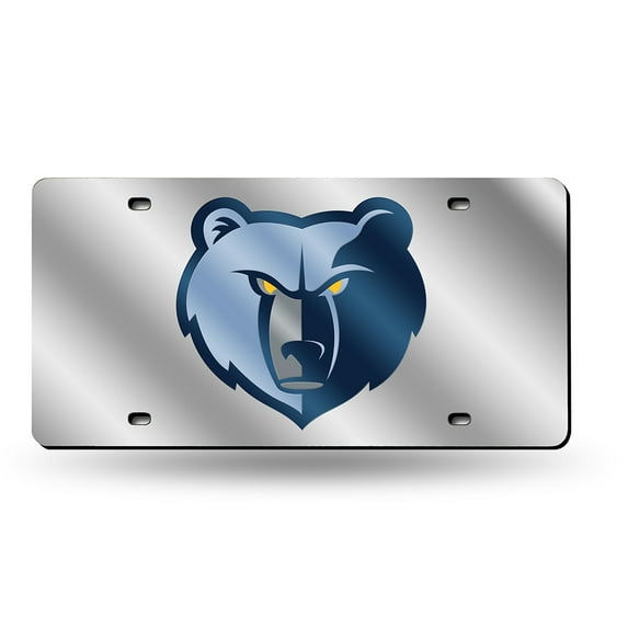 Memphis Grizzlies NBA Logo Silver Mirror Look LASER License Plate