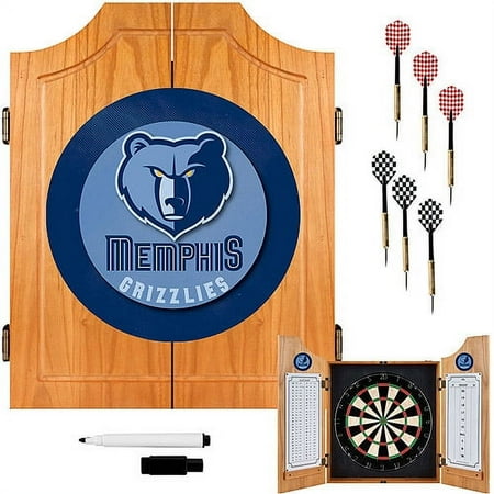 Memphis Grizzlies NBA Dart Cabinet Set with Darts and Board - Midnight Blue, Smoke