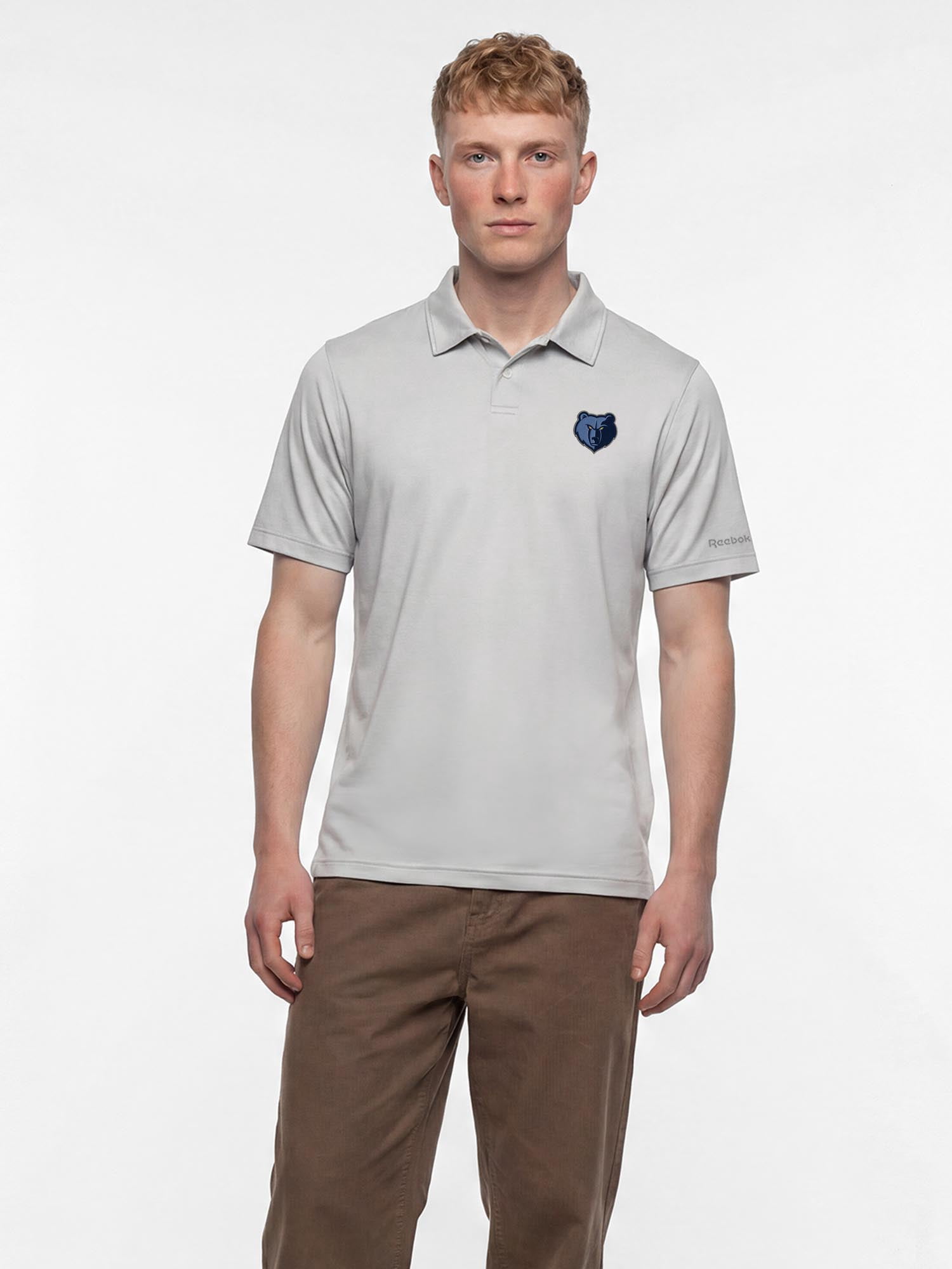 Memphis Grizzlies Reebok Mens Gray Short Sleeve Polo Shirt