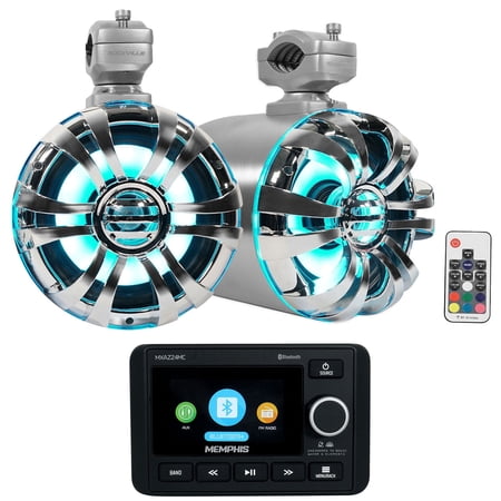 Memphis MXAZ24MC 2-Zone Marine Bluetooth Receiver+2) 6.5" LED Wakeboard Speakers