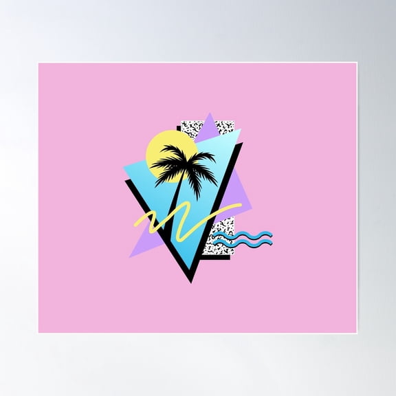 Memphis Pattern 35 - Retro 90S / 80S / Summer Palmtree Poster Wall Art, Modern Wall Decor For Living Room Bedroom, 24x36 UNFRAMED
