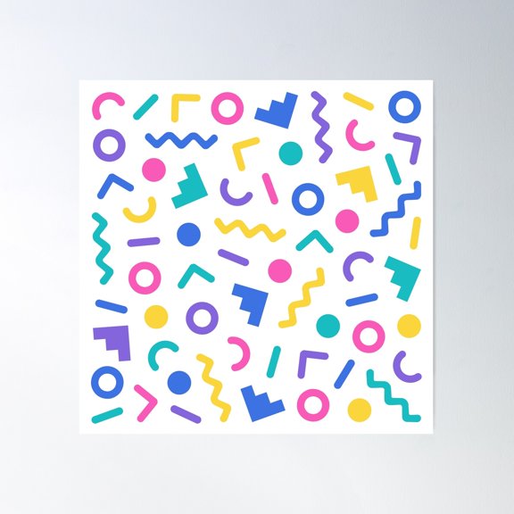 Memphis Pattern 637 Poster Wall Art, Modern Wall Decor For Living Room Bedroom, 24x24 UNFRAMED