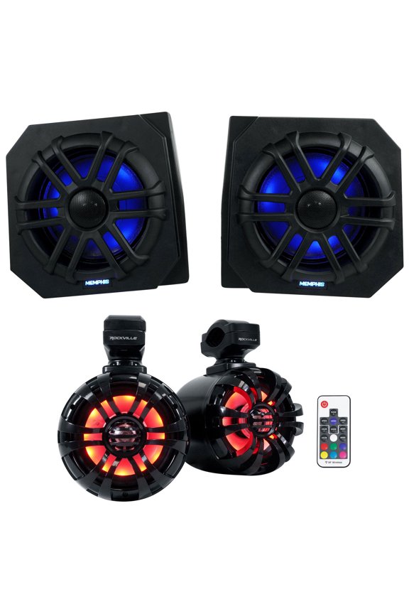Memphis RNGR65FE Speakers+Pods+LED Tower Speakers For 13-17 Polaris Ranger XP900