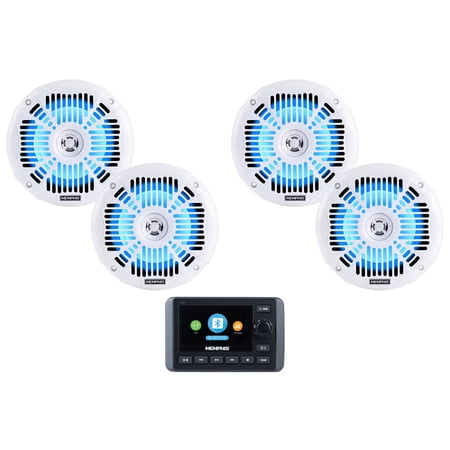 Memphis SMC3 Multi-Zone Marine Bluetooth Receiver+(4) Memphis 6.5" LED Speakers