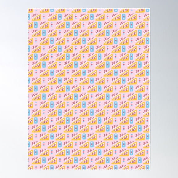 Memphis Style Geometric Squares Seamless Vector Pattern Poster Wall Art, Modern Wall Decor For Living Room Bedroom, 24x36 UNFRAMED