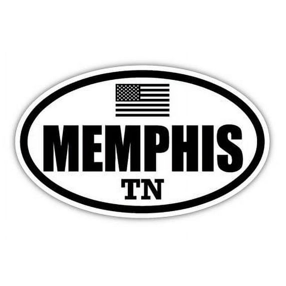 Memphis TN Tennessee Shelby County Stealthy Subdued Old Glory US Flag Oval Euro Decal Bumper Sticker 3M Vinyl 3" x 5"