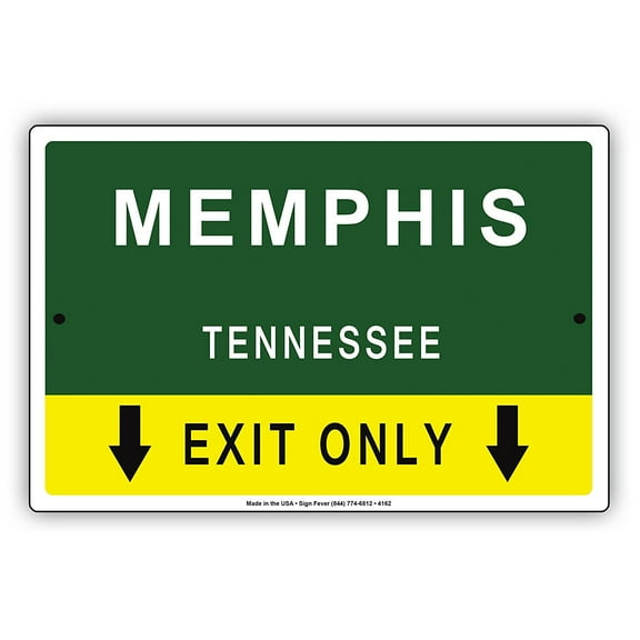 Memphis Tennessee Exit Only With Pointer Arrow Direction Way Road Signs Alert Caution Warning Aluminum Metal Sign 8"x12" Plate