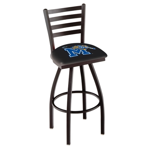 Memphis Tigers 25" Black Wrinkle Swivel Bar Stool with Ladder Style Back