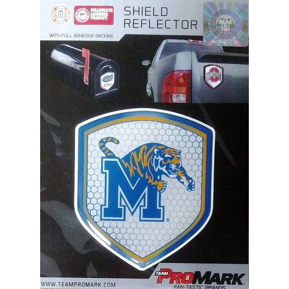 University of Memphis Tigers High Intensity Reflector, Shield Shape, Raised Decal Sticker, 2.5x3.5 Inch, Home or Auto, Full Adhesive Backing