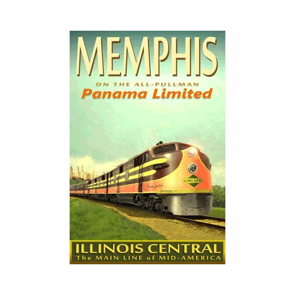 Memphis Tn Panama Limited Illinois Central Railroad Train Poster Home Decor Office Wall Art