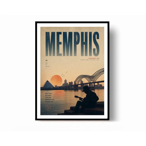 Memphis Travel Print Usa Wall Decor