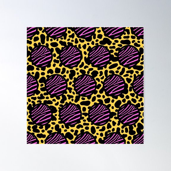 Memphis Zebra Spots Pattern 323 Poster Wall Art, Modern Wall Decor For Living Room Bedroom, 24x24 UNFRAMED