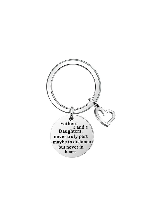 Memroable Silver Heart Pendant Key Chain Ring Keychain Keyring Keyfob Accessories Gift For Daughter Father On Birthday Christmas Father's Day Graduation Wedding